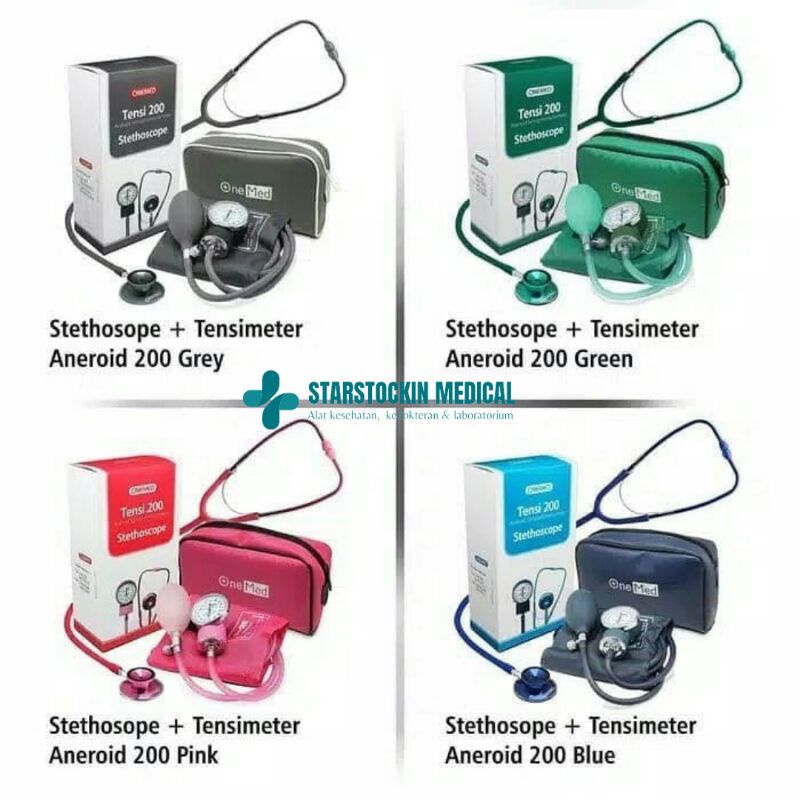 Tensi Aneroid + Stetoskop Onemed Tensimeter Analog Jarum Manual Warna