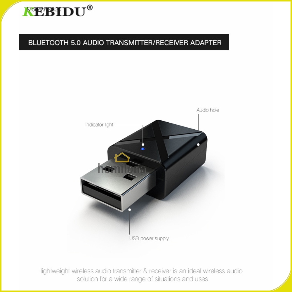 2 in 1 USB Dongle HiFi Audio Bluetooth Transmitter &amp; Receiver - KEBIDU KN320 - Black