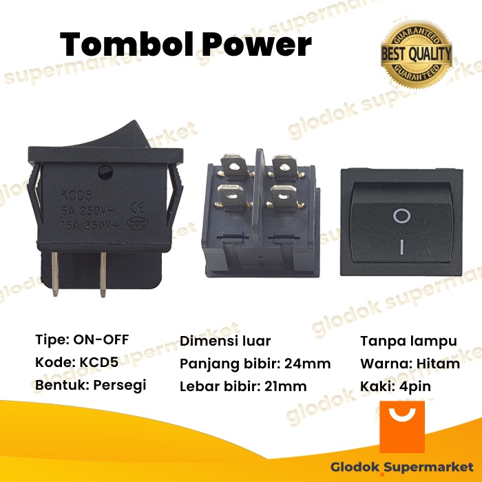 Saklar 4 pin On Off Tombol Rocker 2 Posisi KCD5 Power Switch 4pin