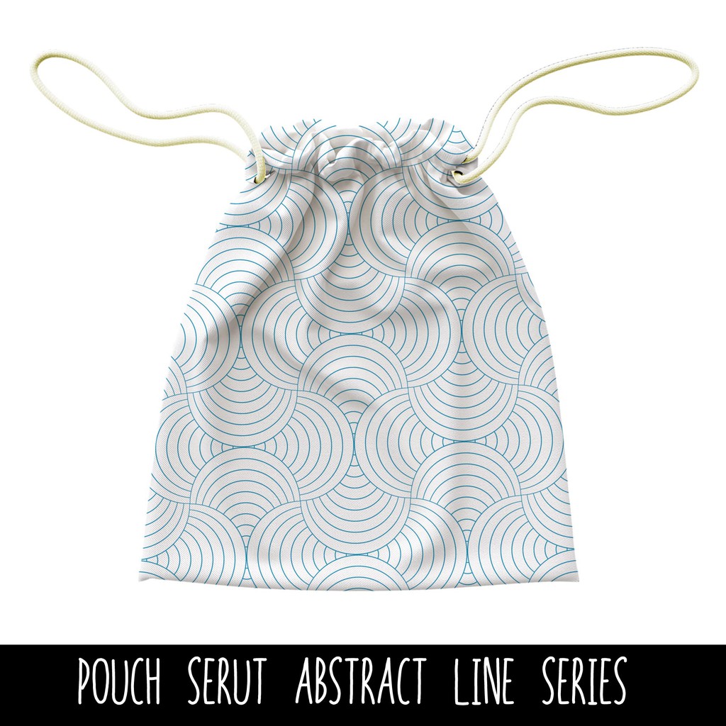 Full Print Pouch Serut Abstract Line Bisa Request Tulisan