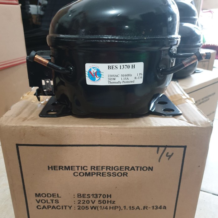 mesin / kompresor / compressor kulkas Nippon BES1370H 1/4HP NSH27