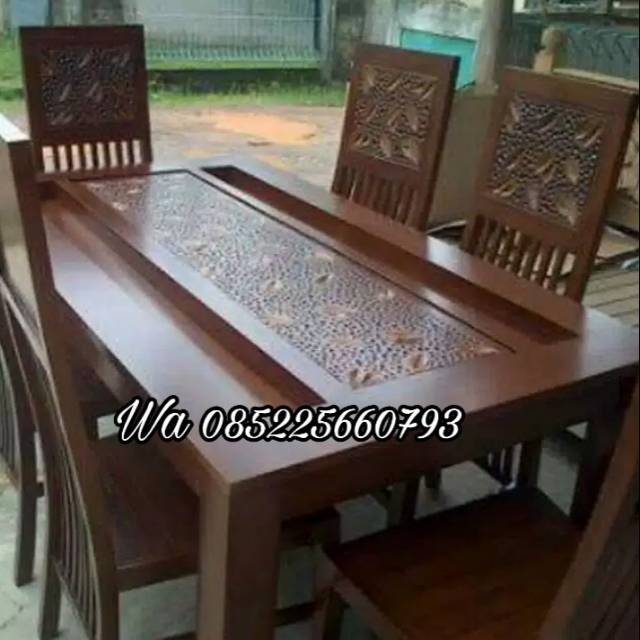 Furniture meja makan 6 kursi,meja kursi makan ukir - meja makan jati ukir jepara
