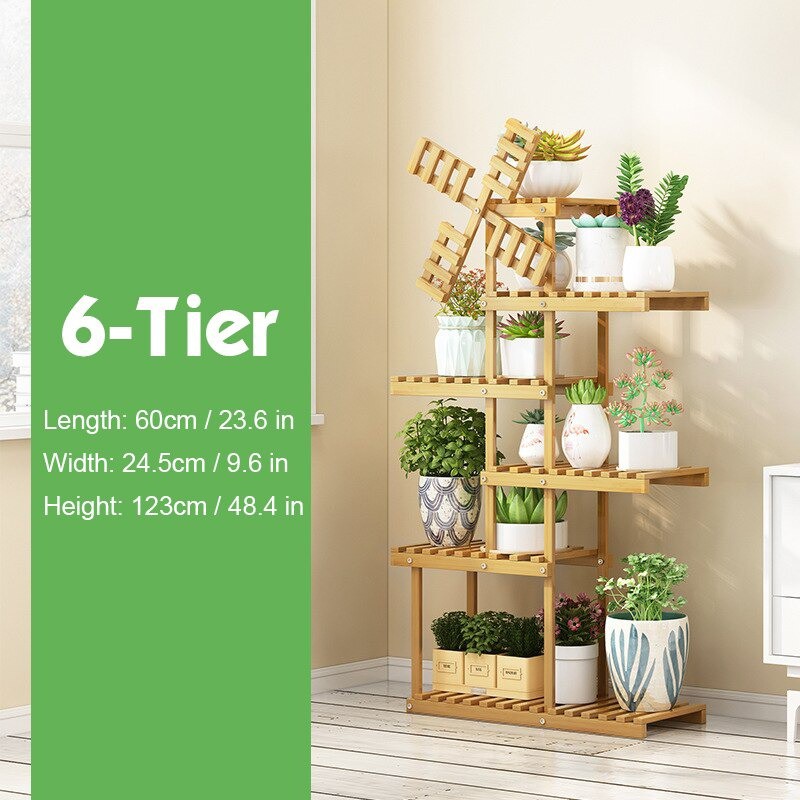 Rak Tanaman Stand Plant Shelves Organizer 6 Tier - Wooden / Rak Pot / Tanaman Hias / Taman