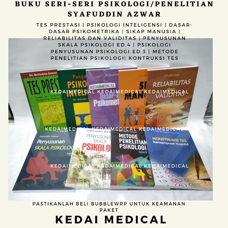 (ORIGINAL) BUKU SERI-SERI PSIKOLOGI RECOMMENDED SYAFUDDIN AZWAR [reliabilitas dan validitas, Kontruksi Tes, Penyusunan skala psikologi, sikap manusia,tes prestasi, dasar-dasar psikometrika, tes psikologi, psikologi intelegensi)