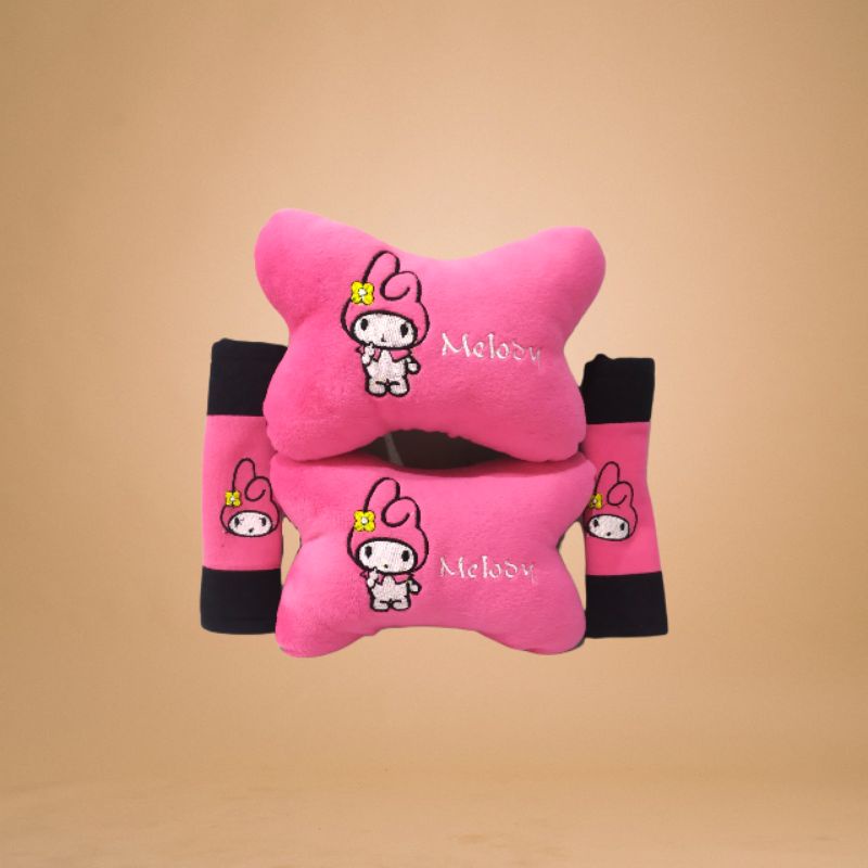 Bantal Mobil Set Karakter Melody 2in1 Headrest Car Set Melody Set Bantal Mobil 2in1 Karakter Melody