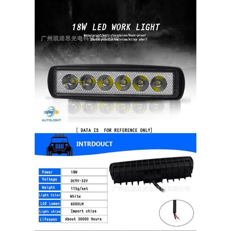 LAMPU TEMBAK SOROT LED BAR CREE CWL 6MATA 18W 12V DAN 24VOLT LAMPU LED MOTOR MOBIL