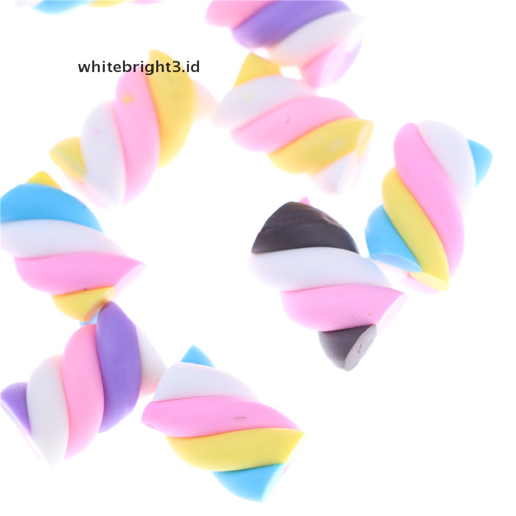 (whitebright3.id) 10pcs / lot Miniatur Kue Marshmallow Bahan Resin Untuk Dekorasi DIY