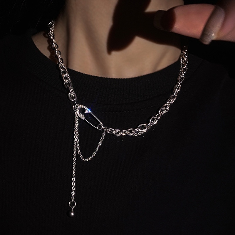 Kalung Rantai Klavikula Model Double layer Aksen Kristal Gaya Korea Untuk Wanita