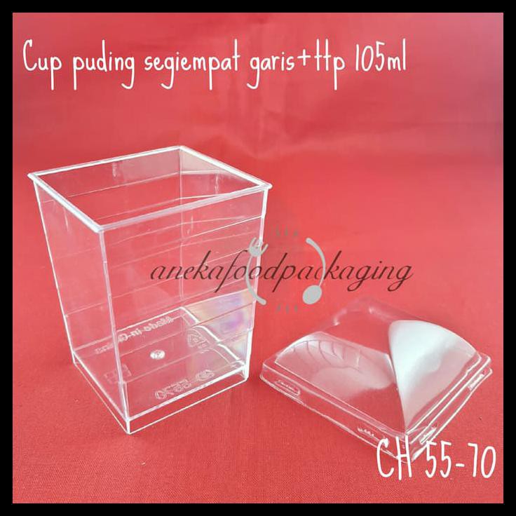 Opends Gelas Puding/Cup Puding Persegi Garis+Lid (Ch 5570)