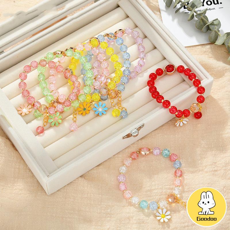 Gelang Rumbai Bunga Daisy Kristal Korea Wanita Gadis Gelang Perhiasan Aksesoris -Doo