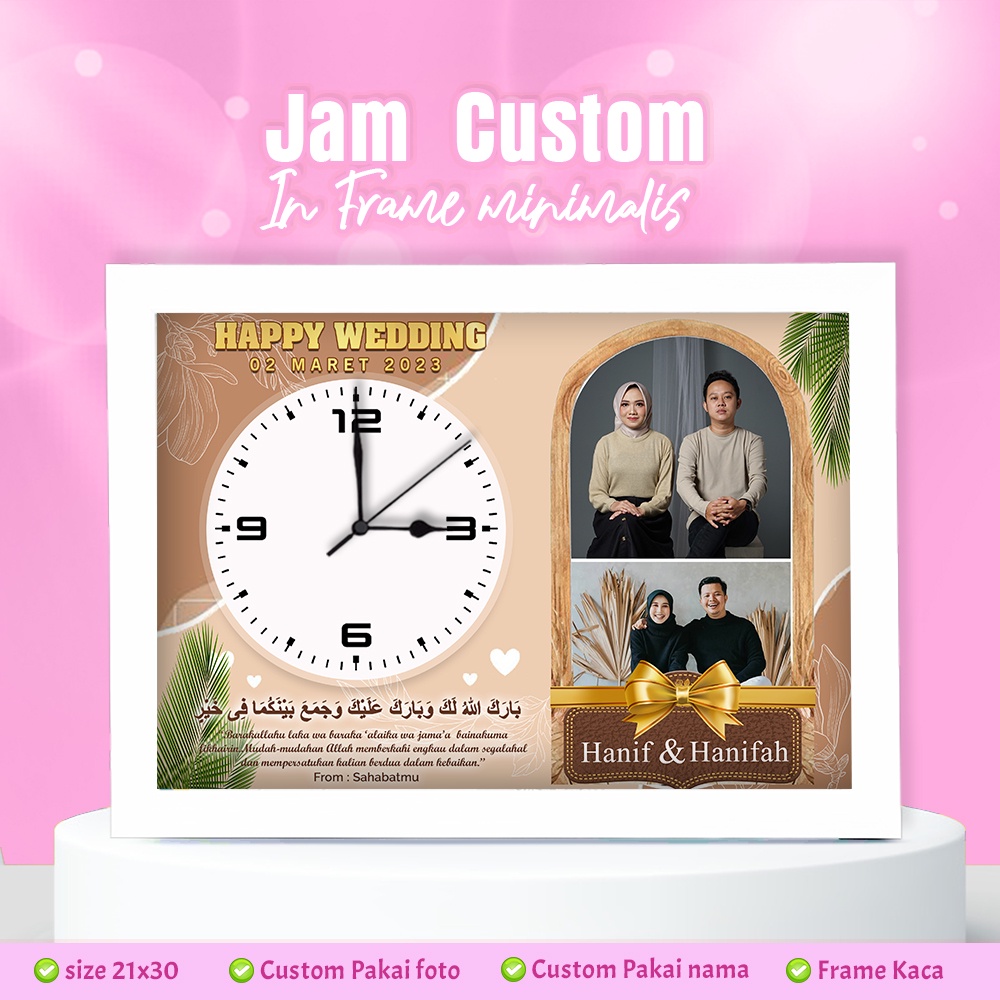 KADO ULANG TAHUN - CETAK FOTO & JAM - KADO JAM - HIASAN DINDING - BIRTHDAY - ANYVERSARY - WEDDING - 
