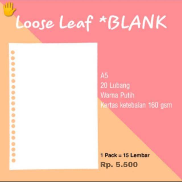 

[READY] Loose Leaf BLANK 160 gsm Isi 15 lembar