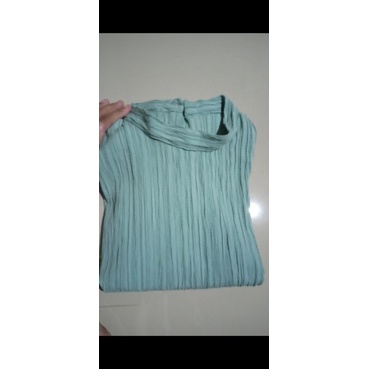 Zara blouse / blouse smoke / blouse pleats /blouse puffy / blouse lengan balon kerut / blouse zara semibydianty-Mint