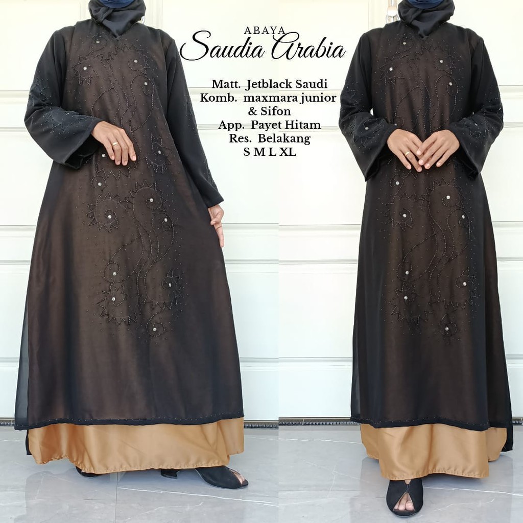 Abaya hitam bordir SAUDI ARABIA