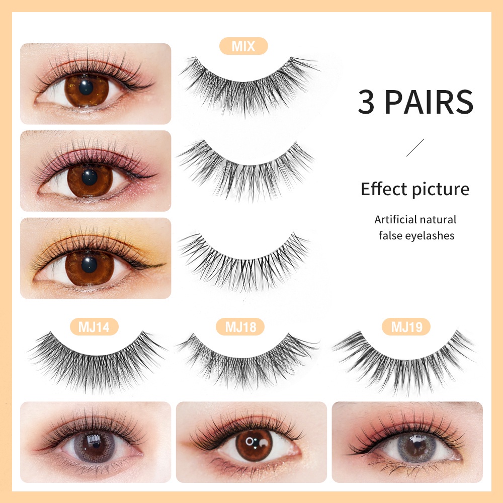 [MAGEFY7214]Pengiriman sangat cepat-3 Pasang/Set Bulu Mata Palsu Tanam Spike False Lashes Paket Eyelash Extension Lembut