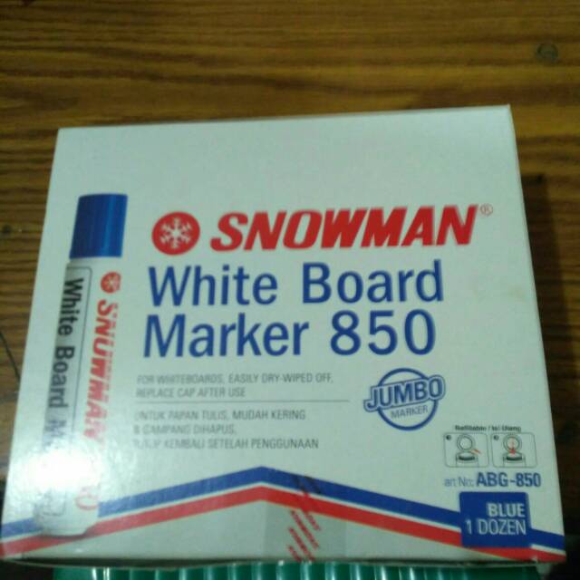 

Snowman Spidol Jumbo 850 White Board Marker/Bisa dihapus warna Biru.