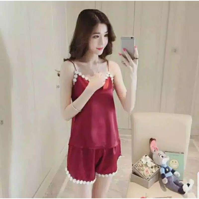 BAJU TIDUR SETELAN AMORA bahan SATIN  HALUS