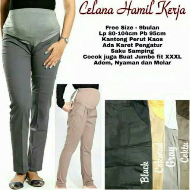 Celana Hamil Kerja (Kombinasi Kaos Melar) - Celana Kerja Ibu Hamil - Maternity Pant