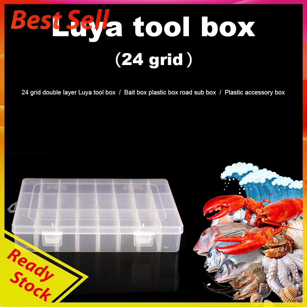 Double Layer Plastic Bait Lure Sorting Box Fishing Tackle Case Organizer