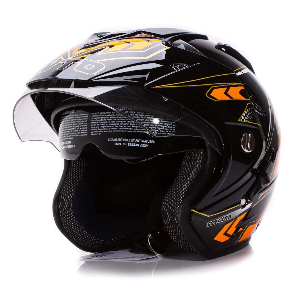 [Helm Dewasa] WTO Helmet Impressive - Spectra - Hitam Oren + Promo Gratis Sarung Tangan