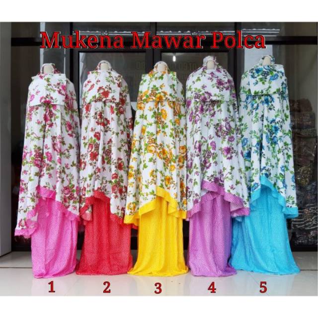 MUKENA DEWASA/MUKENA BATIK/MUKENA RAYON/MUKENA MOTIF MAWAR POLCA