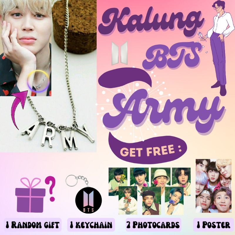 Kalung BTS Army circle Taehyung V Jimin Fish Tail Jungkook / Kalung BTS Murah / Fankit BTS / Kalung 