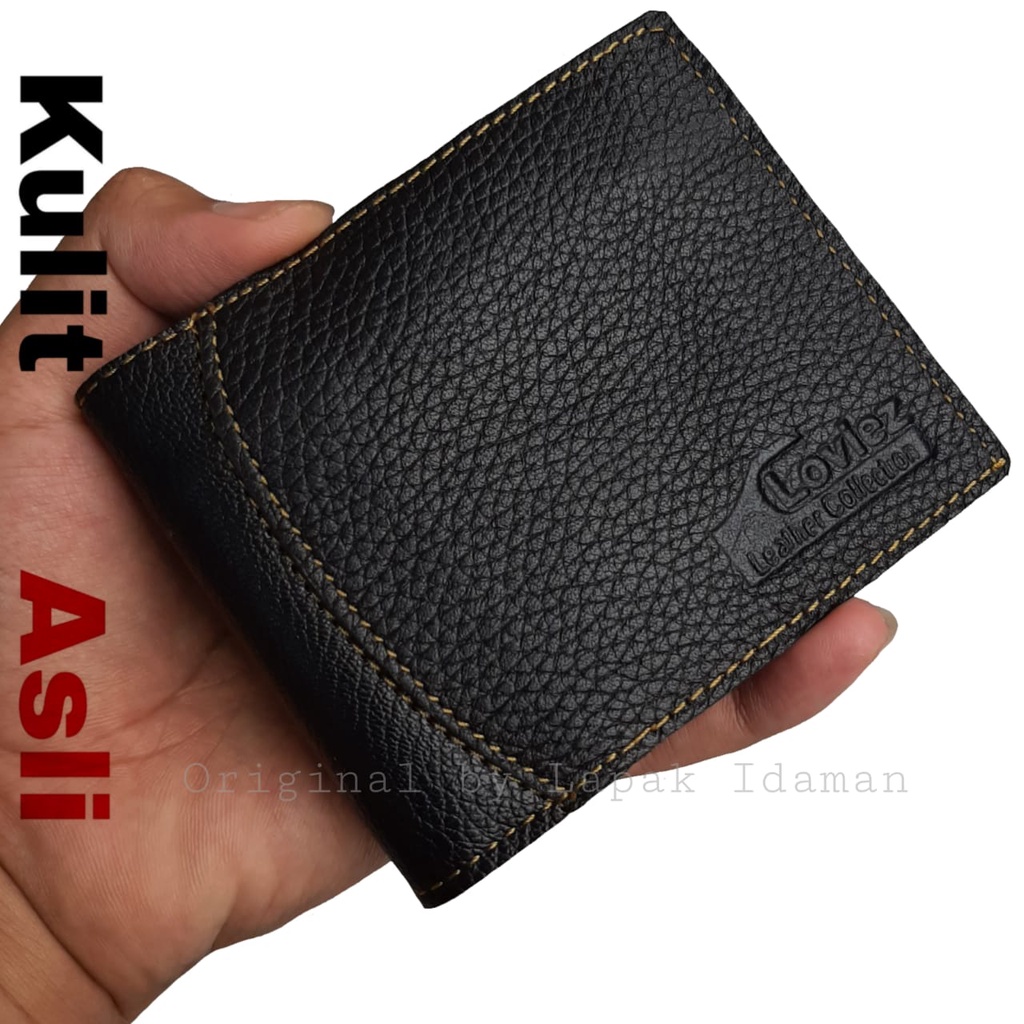 Dompet Pria Kulit Asli Dompet Lipat Pria Casual Berresleting Dalam Dompet Pendek Pria
