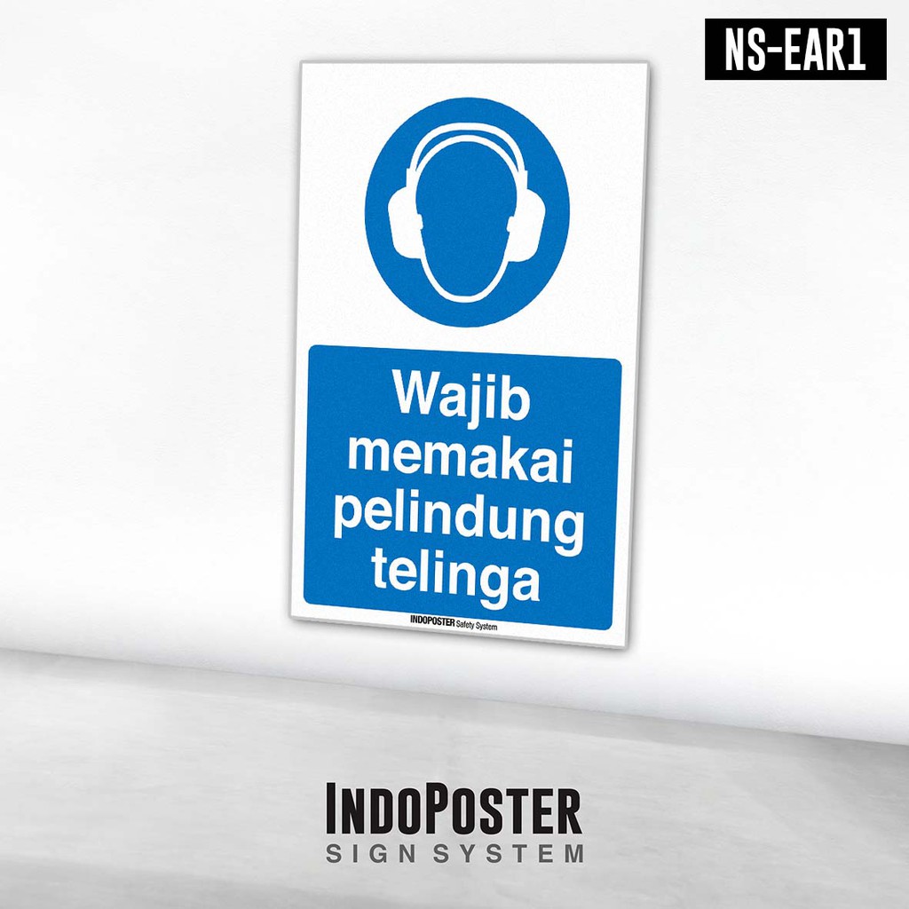 

Stiker Safety Sign Rambu K3 ISO Wajib Memakai Pelindung Telinga Earmuff
