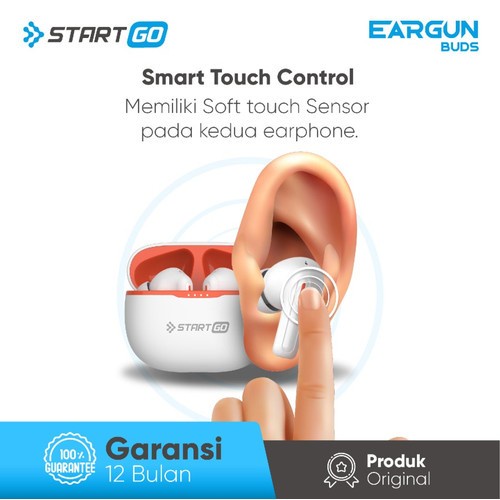 Advan StartGo Eargun - SUPREME BASS- In-Ear TWS Earphone Bluetooth Waterproof -TWS True Wireless Headset Murah Garansi Resmi