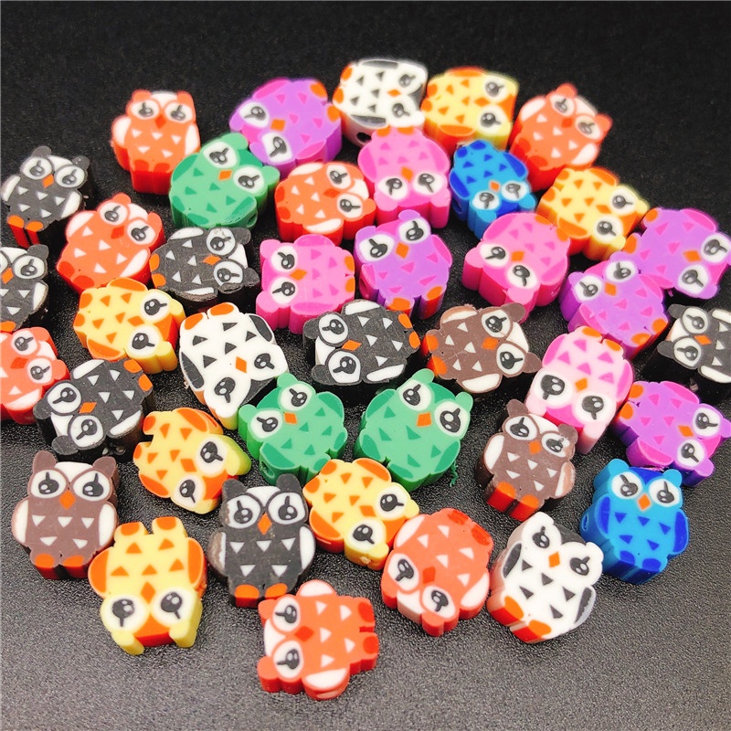 20pcs Manik-Manik Polymer Clay Bentuk Bunga Matahari Hati Hewan Ukuran 10mm Untuk Membuat Perhiasan