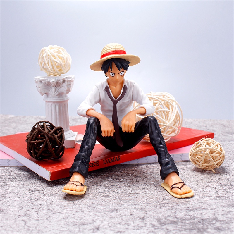 Mainan Action Figure Model Anime One Piece Luffy Duduk Untuk Koleksi