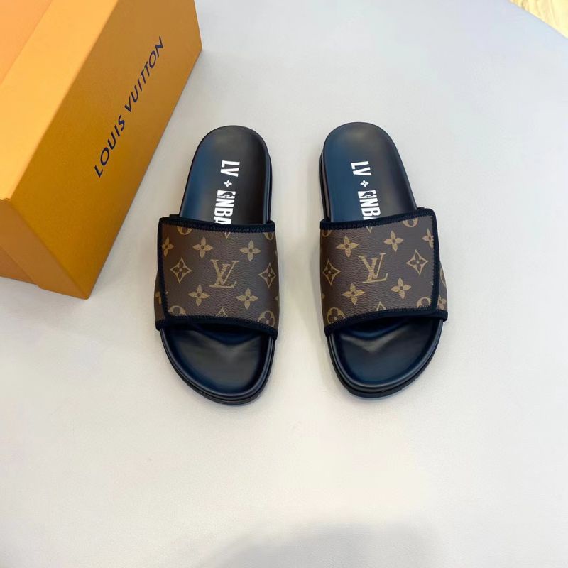 sandal lv pria slide selop flat slippers cowok sendal mirror top