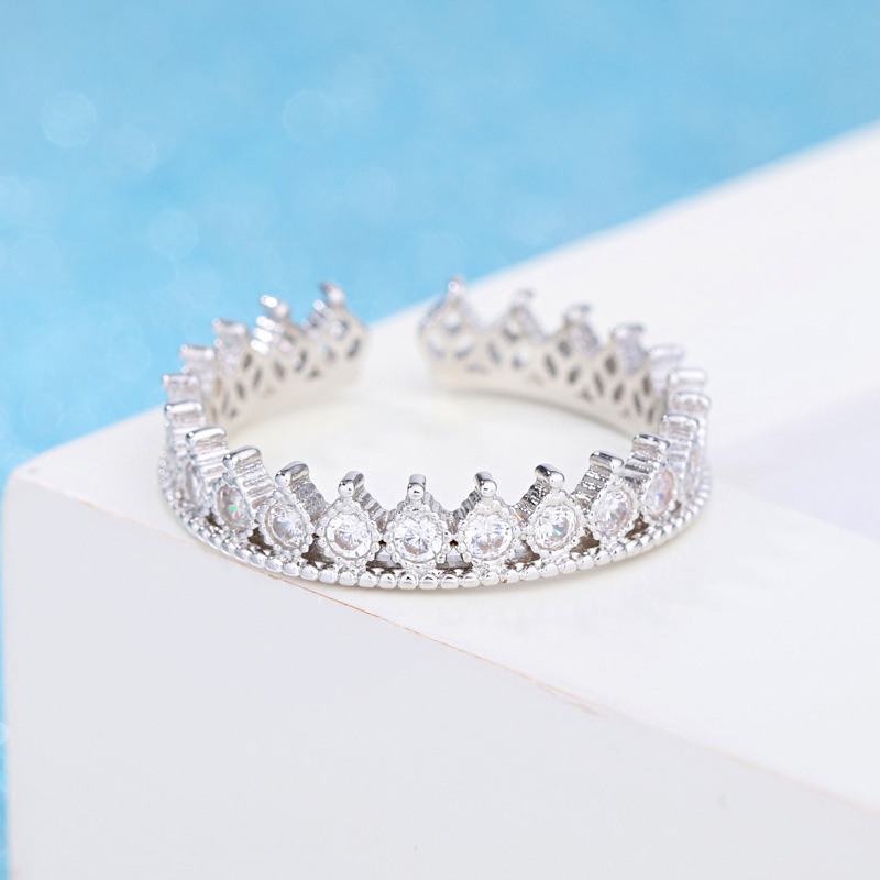 Cincin Perak 925 Cincin Asli untuk Wanita Cincin Dapat Disesuaikan Mahkota Fashion Perhiasan Cincin Perak Cincin Wanita