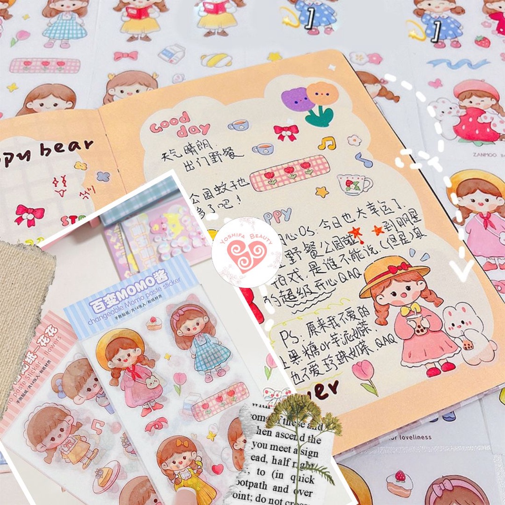 Sticker Set Anak Perempuan Lucu Korea | Sticker Cute Girl Kawaii Aesthetic Deco