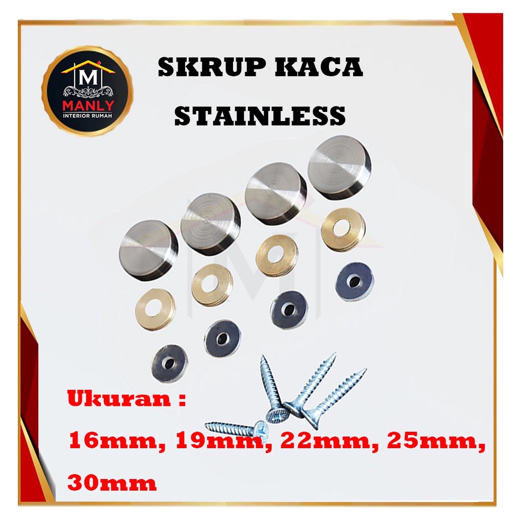 Skrup Kaca Skrup Kayu Tutup Skrup Stainless Steel SKSS 16 19 22 25 30 mm Huben