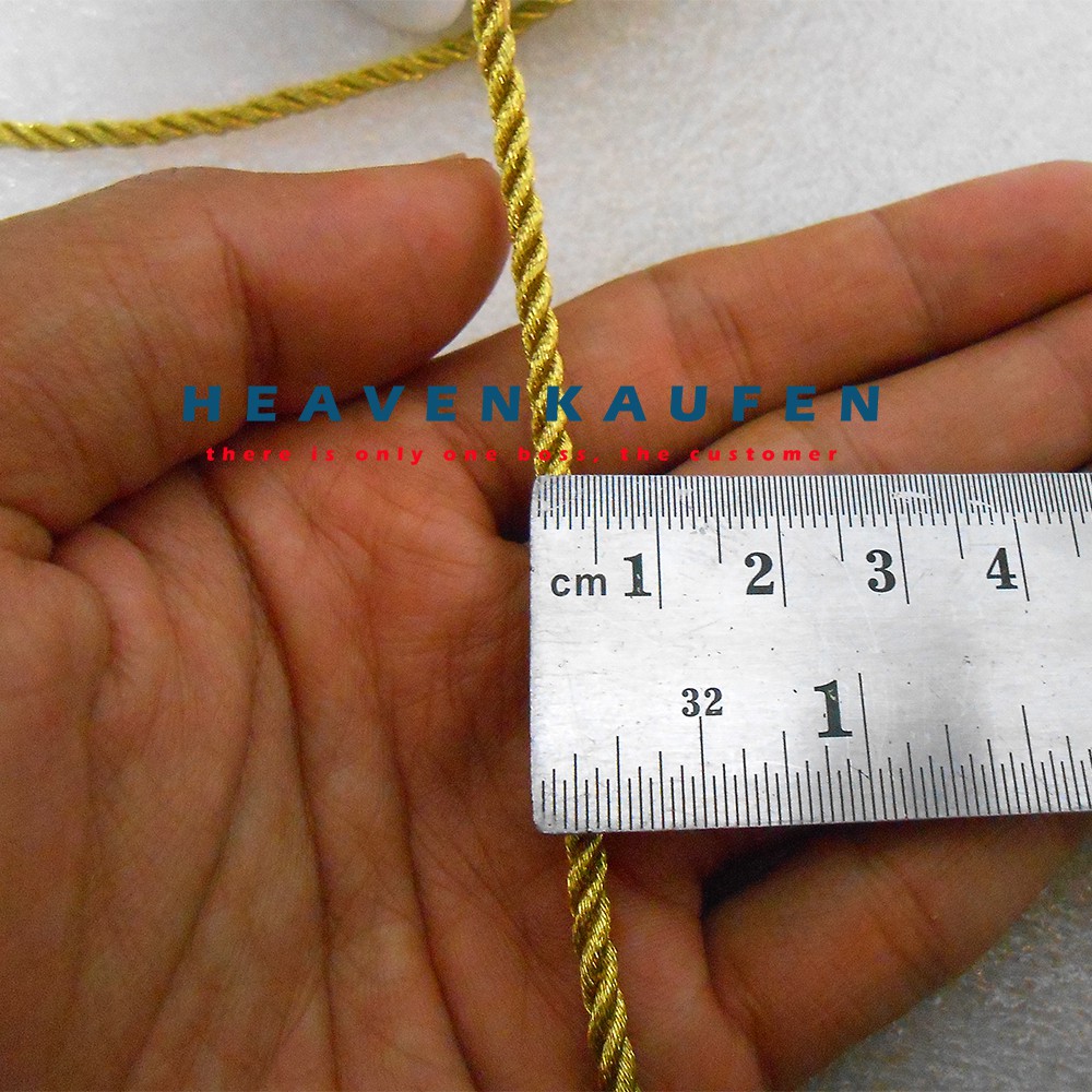 Tali Kur / Tali Tambang Gold Emas 3 mm Meteran Untuk Tali Souvenir Paperbag Dll