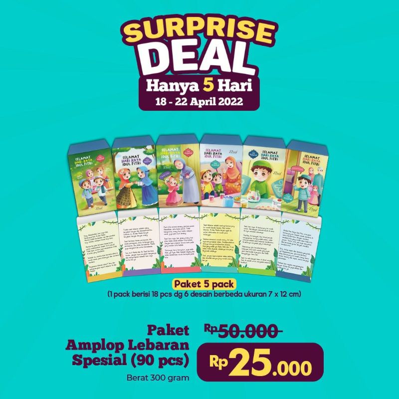 

Amplop Lebaran untuk Anak Isi 90 Pcs / Promo 5 Hari Surprise Deal Ziyad