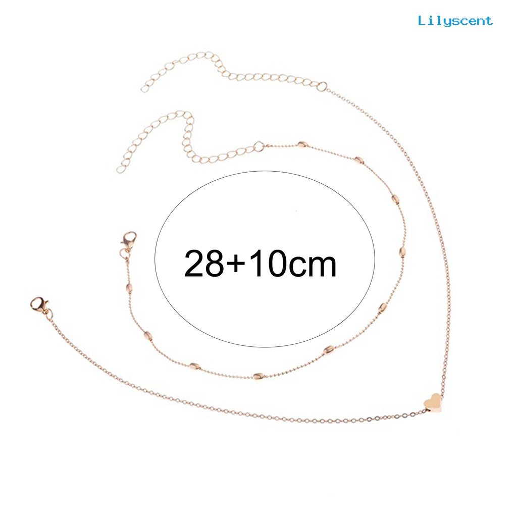 2pcs / Set Kalung Rantai Double Layer Bentuk Hati Bahan Alloy Untuk Kencan