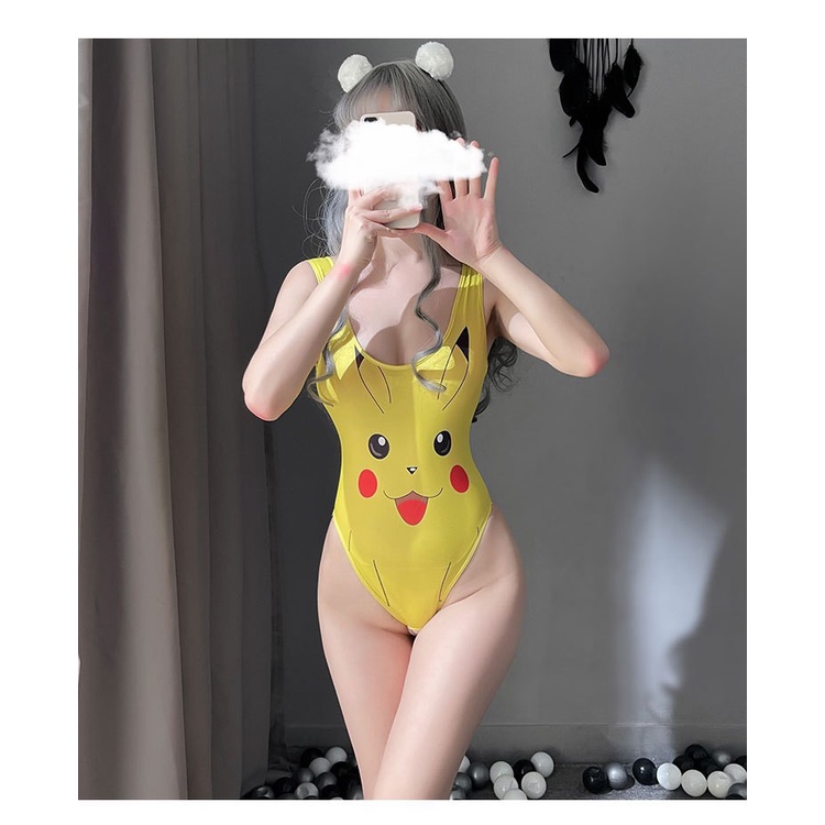 Lingerie Wanita One Piece Kawaii Sling Open Crotchless Thong Bodysuit Leher V dalam A223