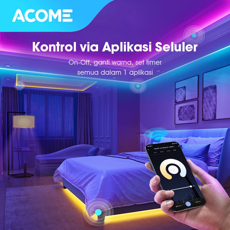 ACOME Lampu Smart Wifi LED Strip 2M RGB Garansi Resmi 1 tahun AL03 original wook