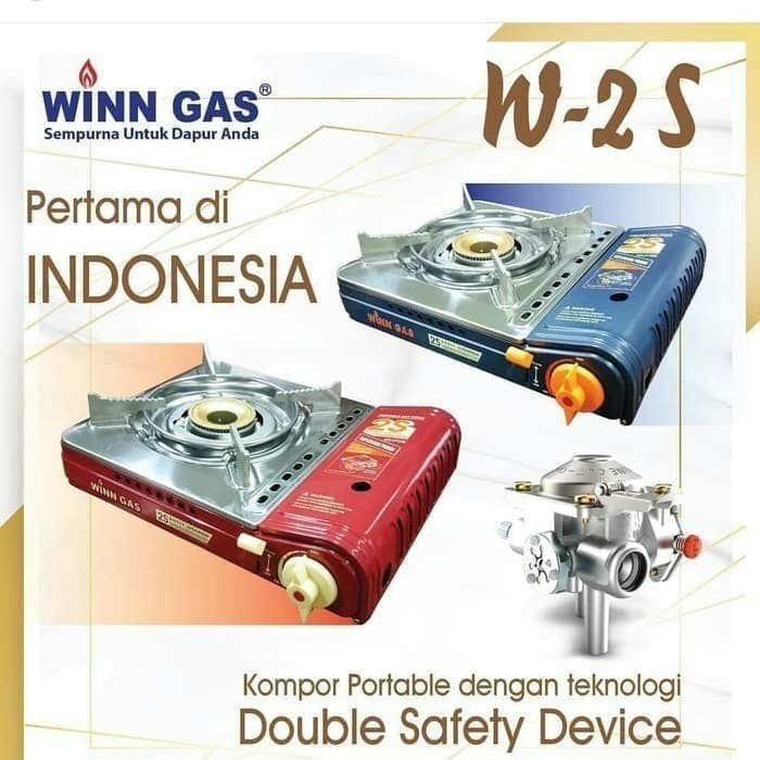 Kompor gas portable double safety WINN GAS W2S - kompor piknik koper W 2 S