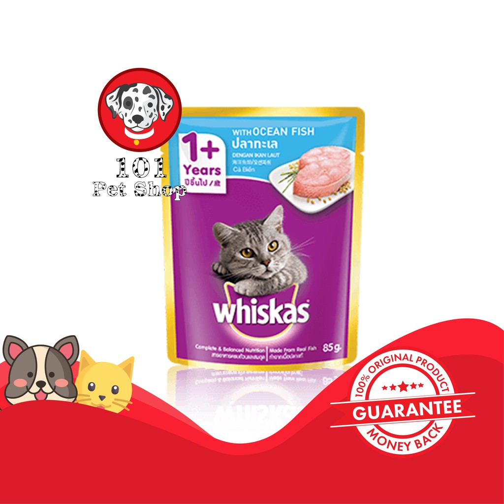 MAKANAN KUCING WHISKAS POUCH OCEAN FISH 85GR