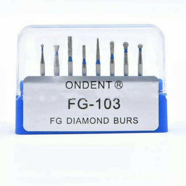 Alice dental // set diamond bur kit preparasi gigi pita biru FG-103 preparation bur bulat silindris