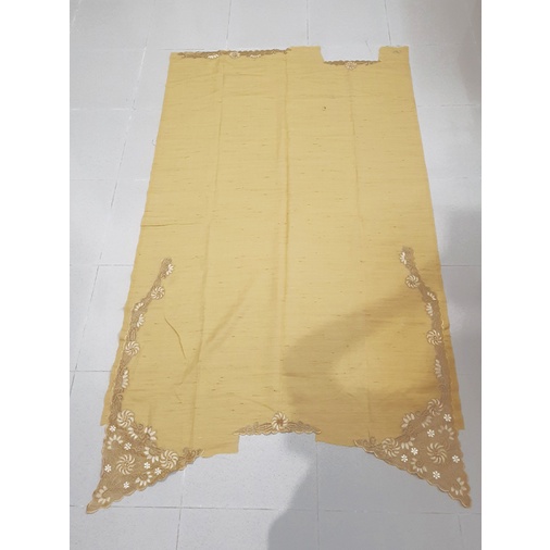 Bahan Kain Serat Kebaya Motif Lace Bordir Kuning