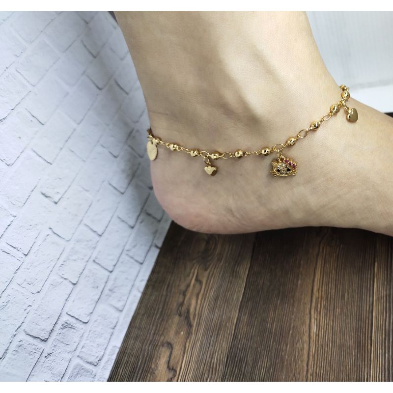 Fifi Fashion Gelang Kaki Kombinasi gantung Lucu Model Perhiasan Lapis emas 002 12#
