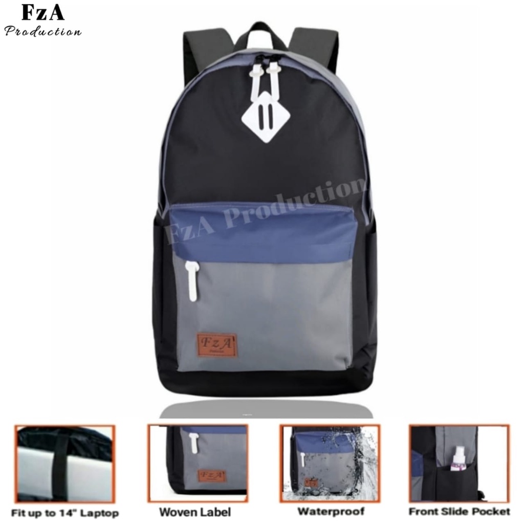 Tas Ransel Gendong Laptop Distro Sekolah Kuliah Pria Wanita Black Murah Original GRATIS Jam Tangan Dan Slempang