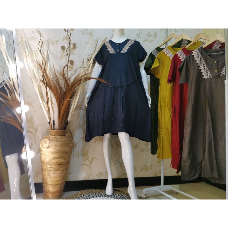 Daster Payung Polos Renda || ld 110 pj 110 bahan rayon teball