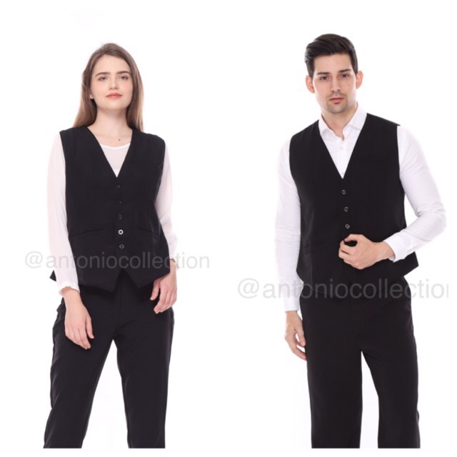 Rompi / Vest Jas Formal Hitam Untuk Seragam Hotel Cafe Restoran