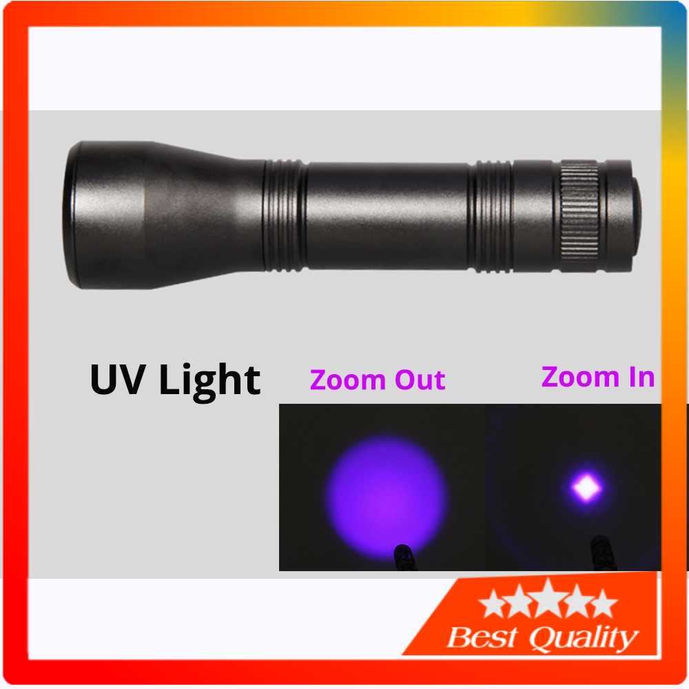 Lampu UV Senter UV LED Super Terang Ultraviolet Light With Zoomable Deteksi Uang Palsu 
jejak