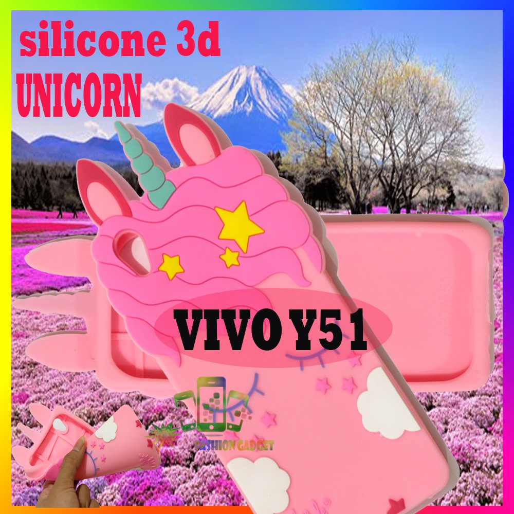 Soft Case Bahan Silikon TPU Motif Unicorn 3D Vivo Y51 Kasing HP 3D Vivo Y51 Gambar Kartun Kuda Poni